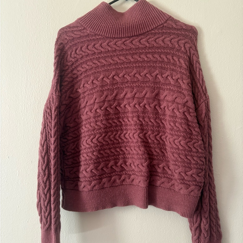 Express Pink Cable Knit Cowl Sweater - Picture 2 of 4